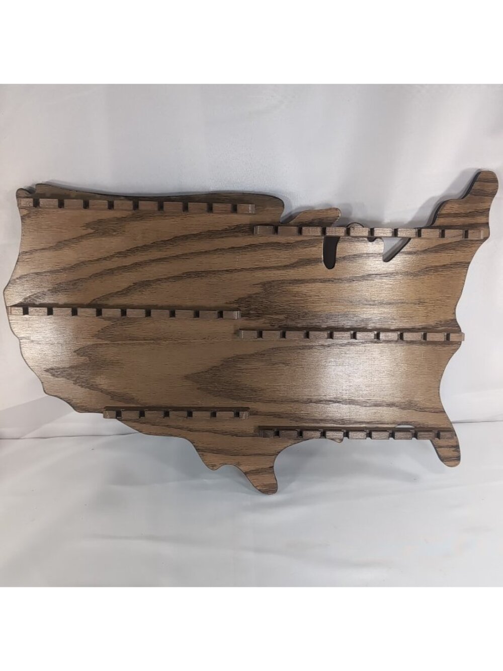 United States America Spoon Collection Rack Wood Country Shape 50 State Wall